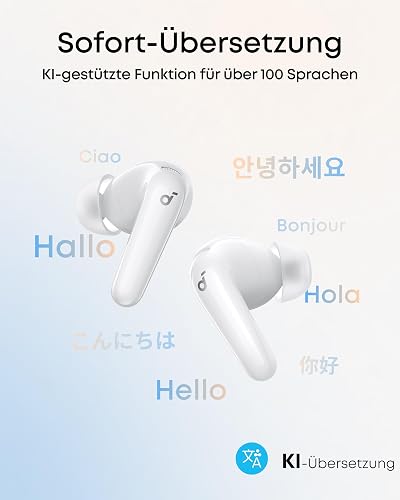 soundcore P31i by Anker, adaptives Noise Cancelling in Echtzeit, Hi-Res Sound, kabellose Bluetooth-Kopfhörer, Übersetzungskopfhörer, 50h Spielzeit, kabellose Bluetooth Earbuds (Weiß - 5