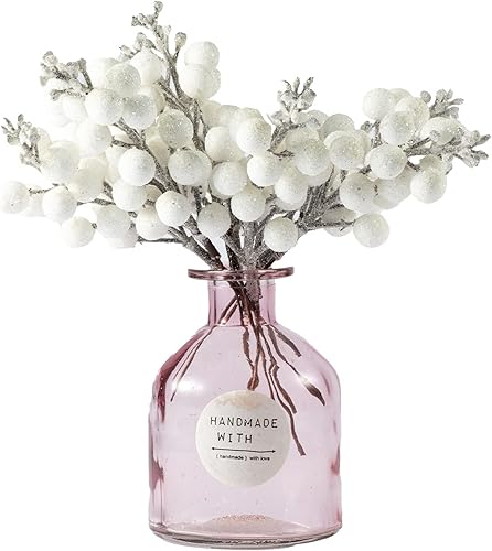 Miniatura 5 de Paquete de 24 tallos con bayas y purpurina para Navidad, artificiales, de 7.5pulgadas, adornos para el árbol de Navidad, para hacer coronas de