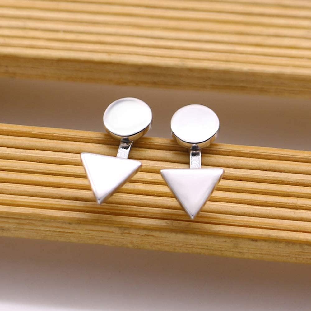Women's 925 Sterling Silver Earrings - Minimalist Geometric Design Triangle Stud Earrings - Solid Silver Women's Fine Jewelry - Not Allergic - Image 4