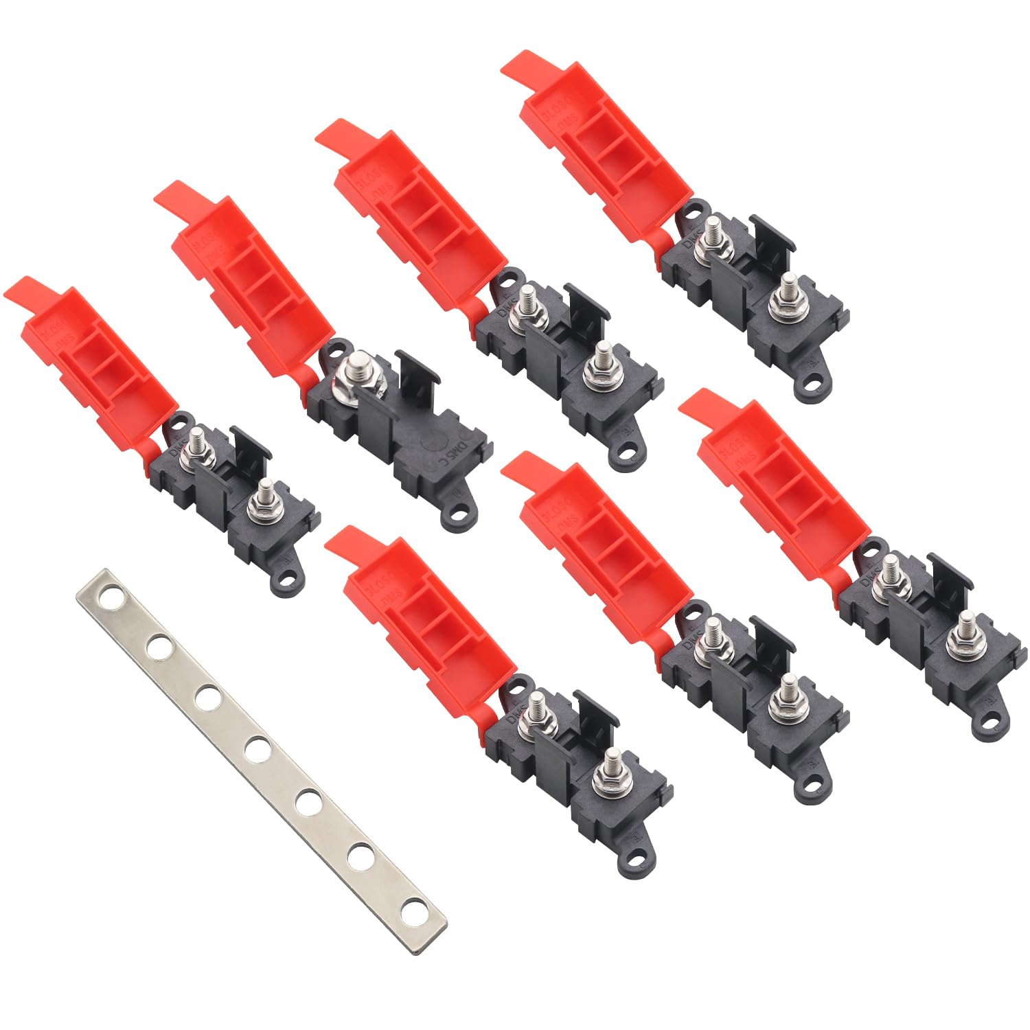 Portafusible de 6 Ranuras Midi para Vehículos, Caja de Fusibles de Latón, Distribuidor de Corriente para Autocaravana, RV, Barco, con Fusibles de 30A, 60A, 100A