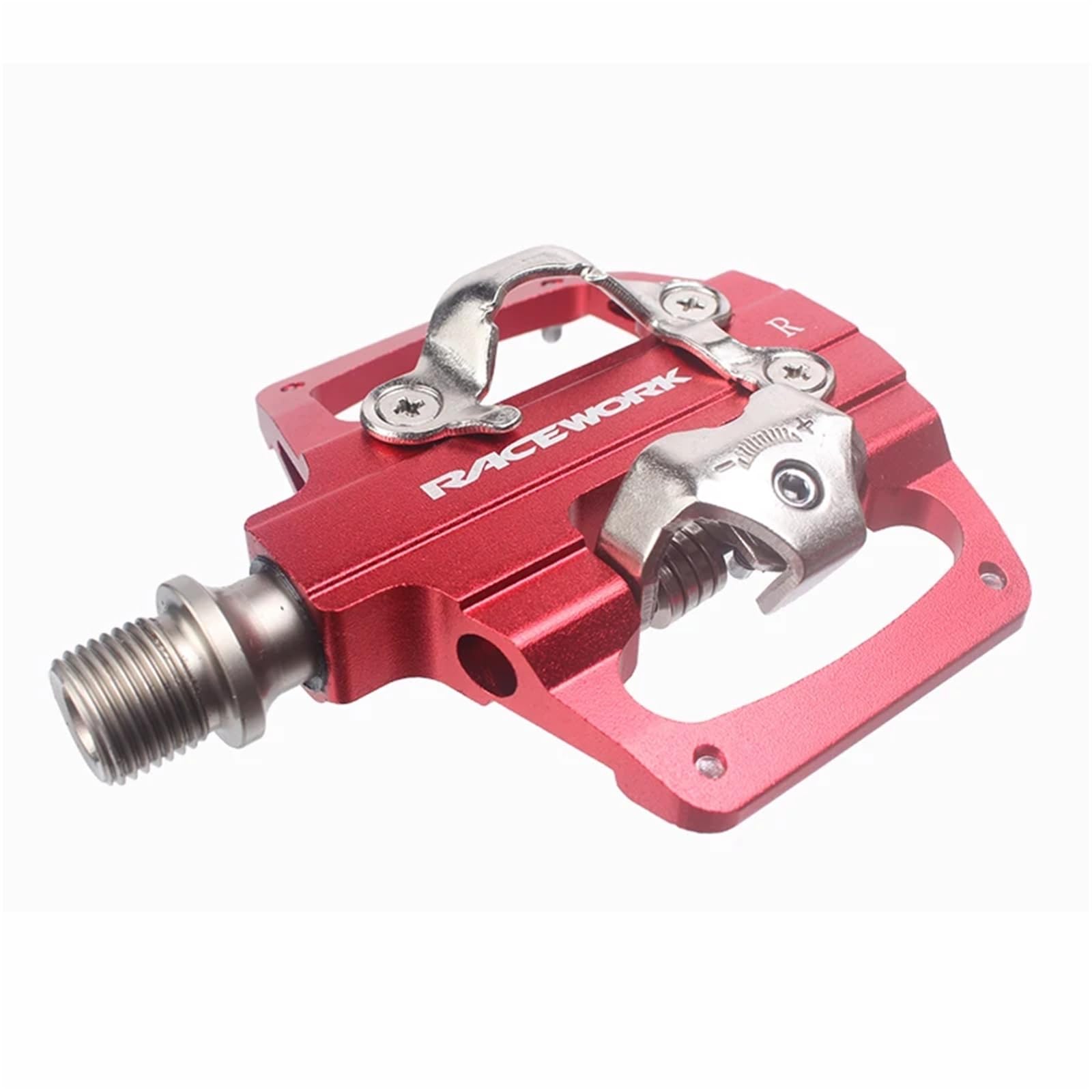 Genérico Compatible con Pedales automáticos RACEWORK MTB, Pedales de Bicicleta de Plataforma Plana Doble SPD de aleación de Aluminio CNC autoblocantes con rodamiento DU,Piezas