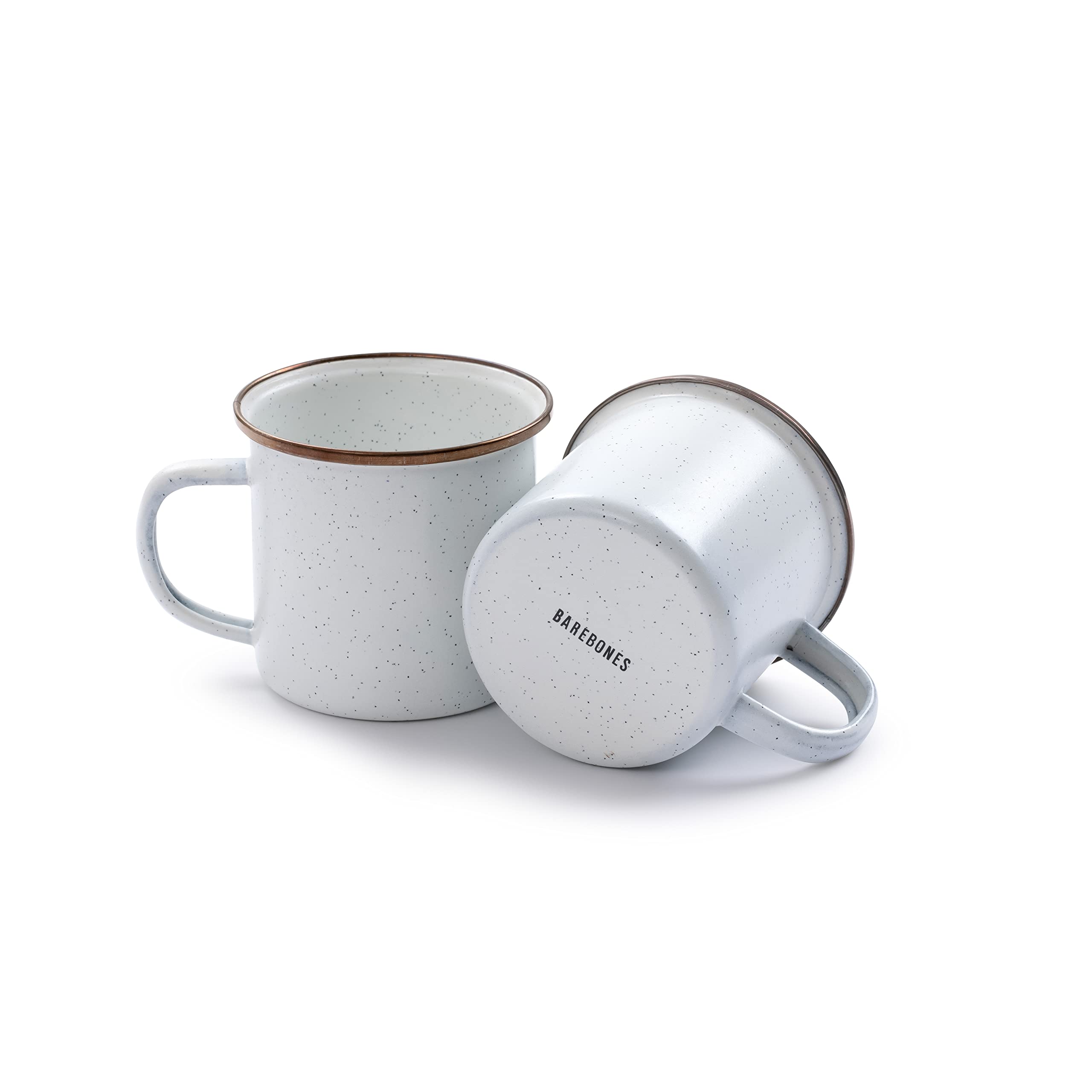 Barebones Juego de 2 tazas de café esmaltadas, 16 onzas, taza de camping con borde de acero inoxidable para uso en interiores y exteriores (cáscara de huevo)