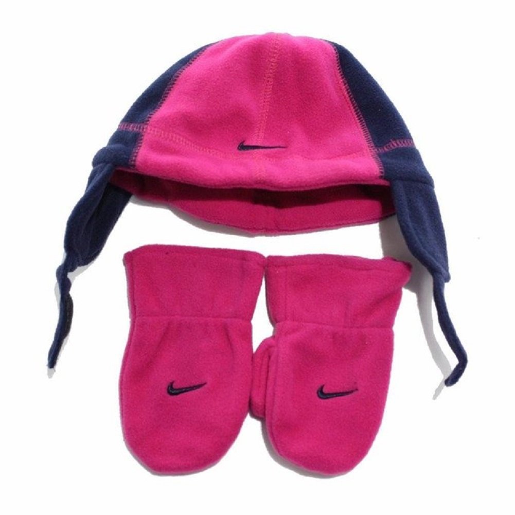 Nike Dziewczęce rękawiczki czapka zimowa zestaw różowy czerwony niebieski