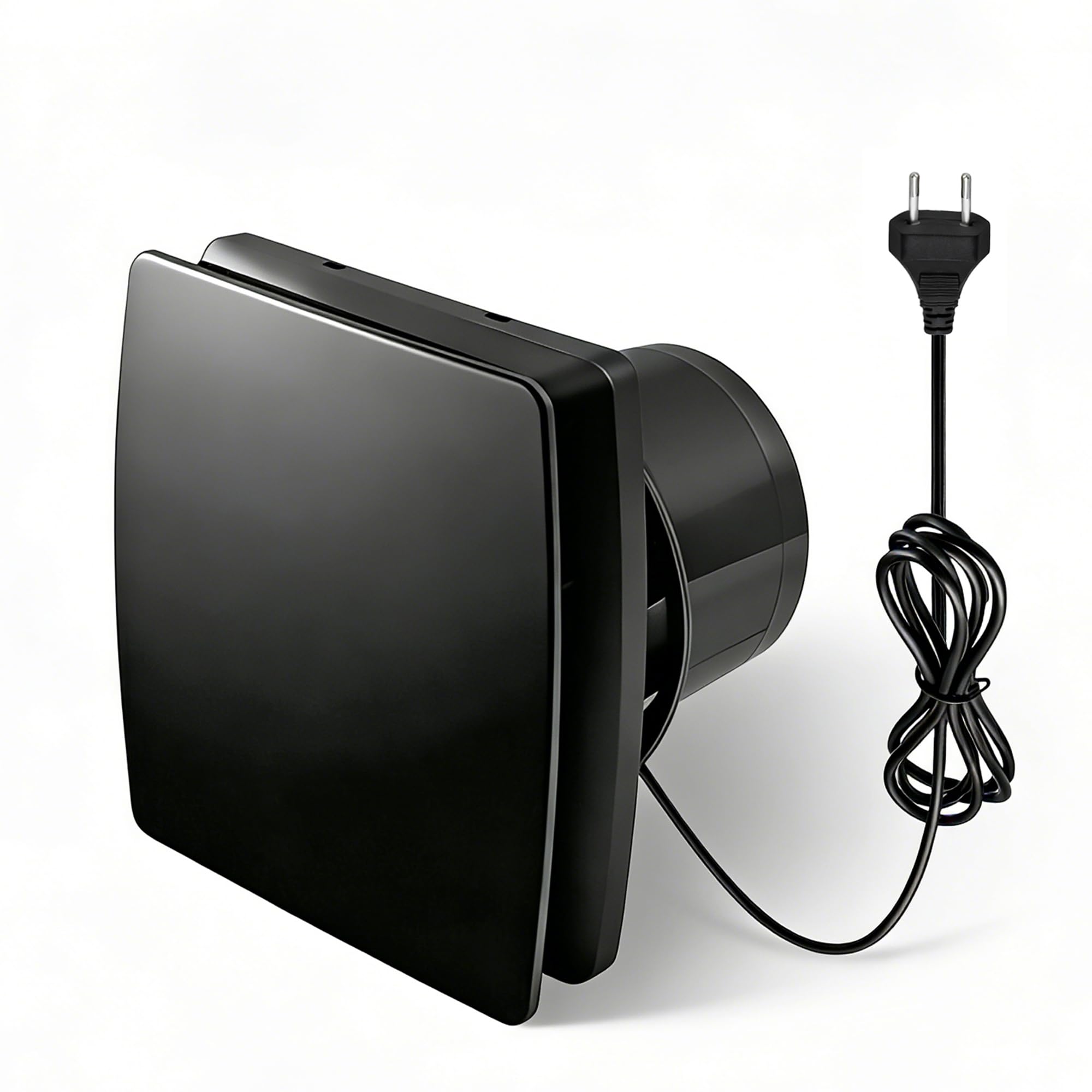 Extractor de Air 100 mm, 95 m³/h IPX2 Negro Ventilador Silencioso, Ventilador de Baño con VÔlvula de Cheque, 1m Cable de alimentación, para Baño, Inodoro, Garaje, Oficina