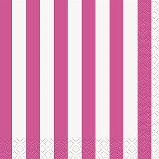 Hot Pink Striped Beverage Napkins, 16ct