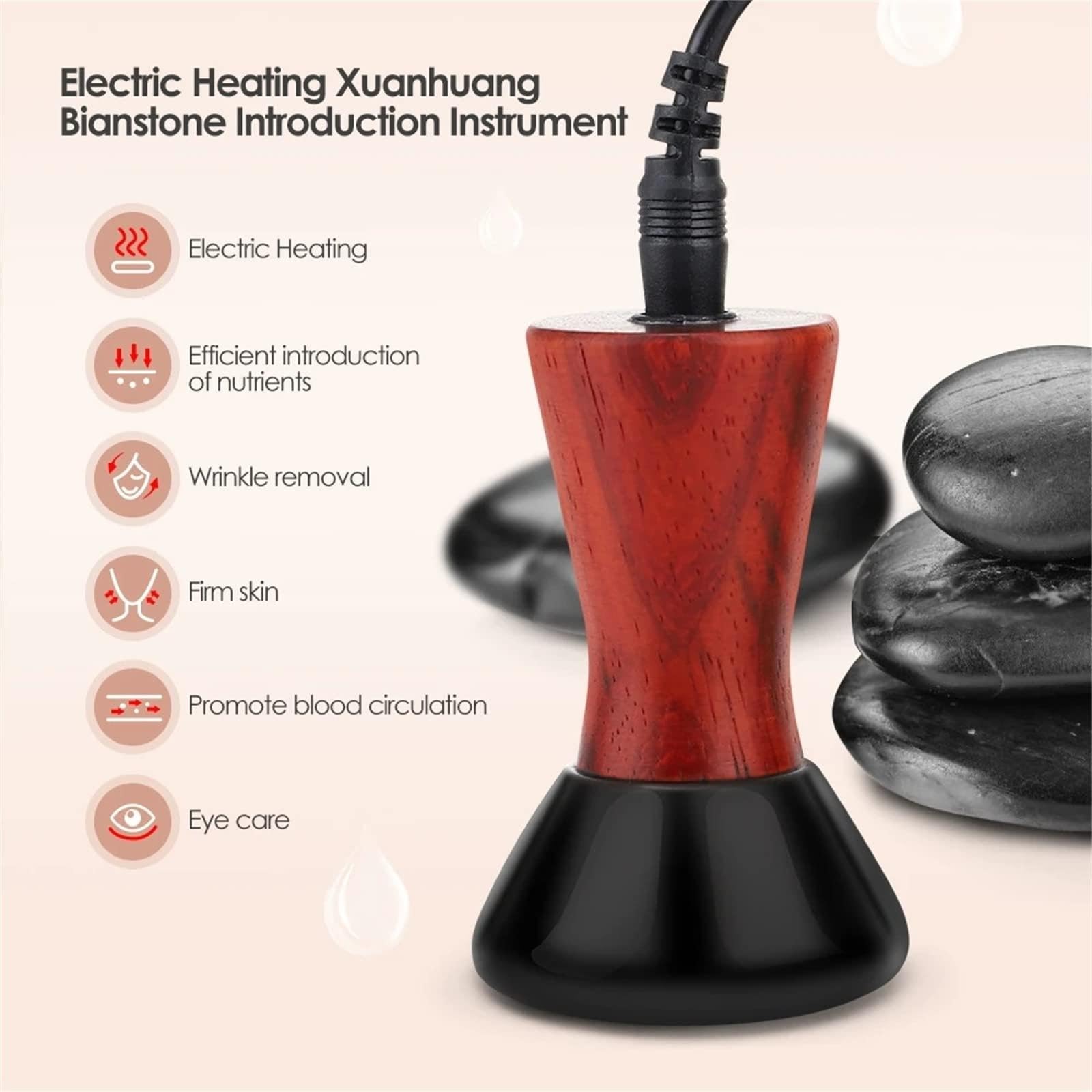 Masajeador Eléctrico De Piedras Calientes Gua Sha, Masajeador Facial Para Cuello, Ojos Y Rostro, Lifting Facial, Promueve La Circulación Sanguínea, Alivia El Dolor Muscular Y Mejora La Inmunidad