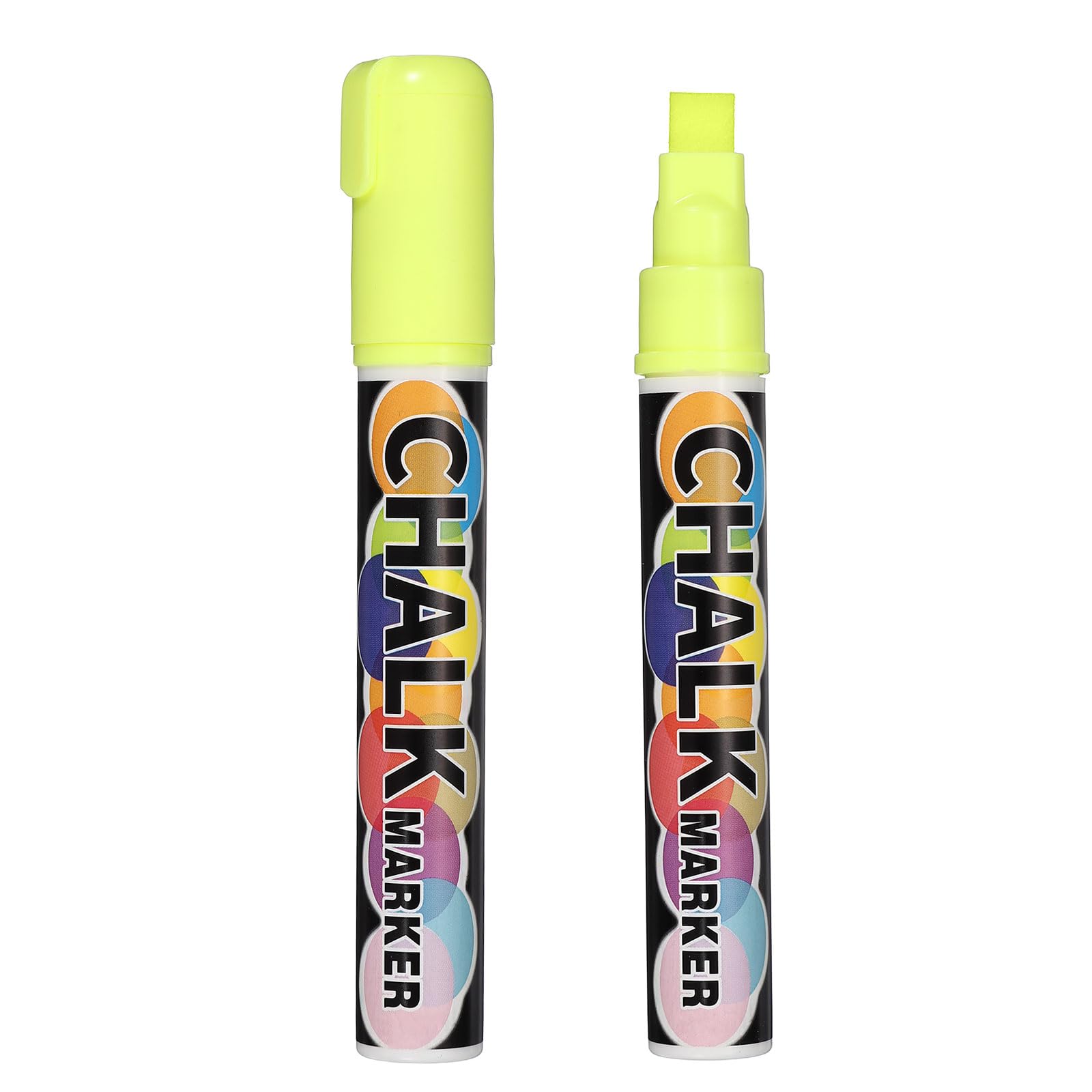 PATIKIL Liquid Chalk Markers 10mm, 2 Pcs Chalkboard Markers, Dry Erase Chalk Pens with Erasable Wide Fine Tip Wet Erase for Chalkboard Windows Blackboard Car Mirror Glass, Yellow