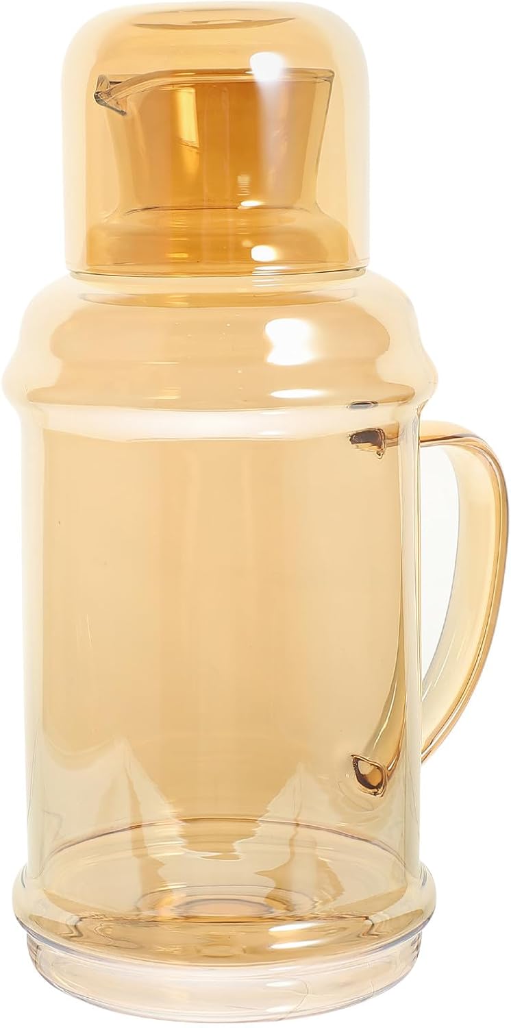 Cold Water Pitcher Glass Jug 1100ml Amber Sturdy High Temperature Resistant Home Beverage Carafe Bedside Water Kettle for Juice and Iced Tea