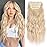 ALXNAN Clip in Hair Extension,Long Wavy Blonde Hair Extensions, 20 Inch 4PCS Thick Hairpieces Fiber Double Weft Hair for Women