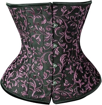 Womens Brocade Corset Waist Cincher Underbust Heavy Duty Steel Boned Silhouette Body Shaper Corset