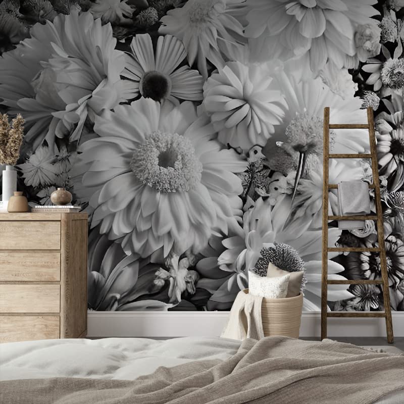 Papier peint amovible fleurs blanches repositionnable pour location