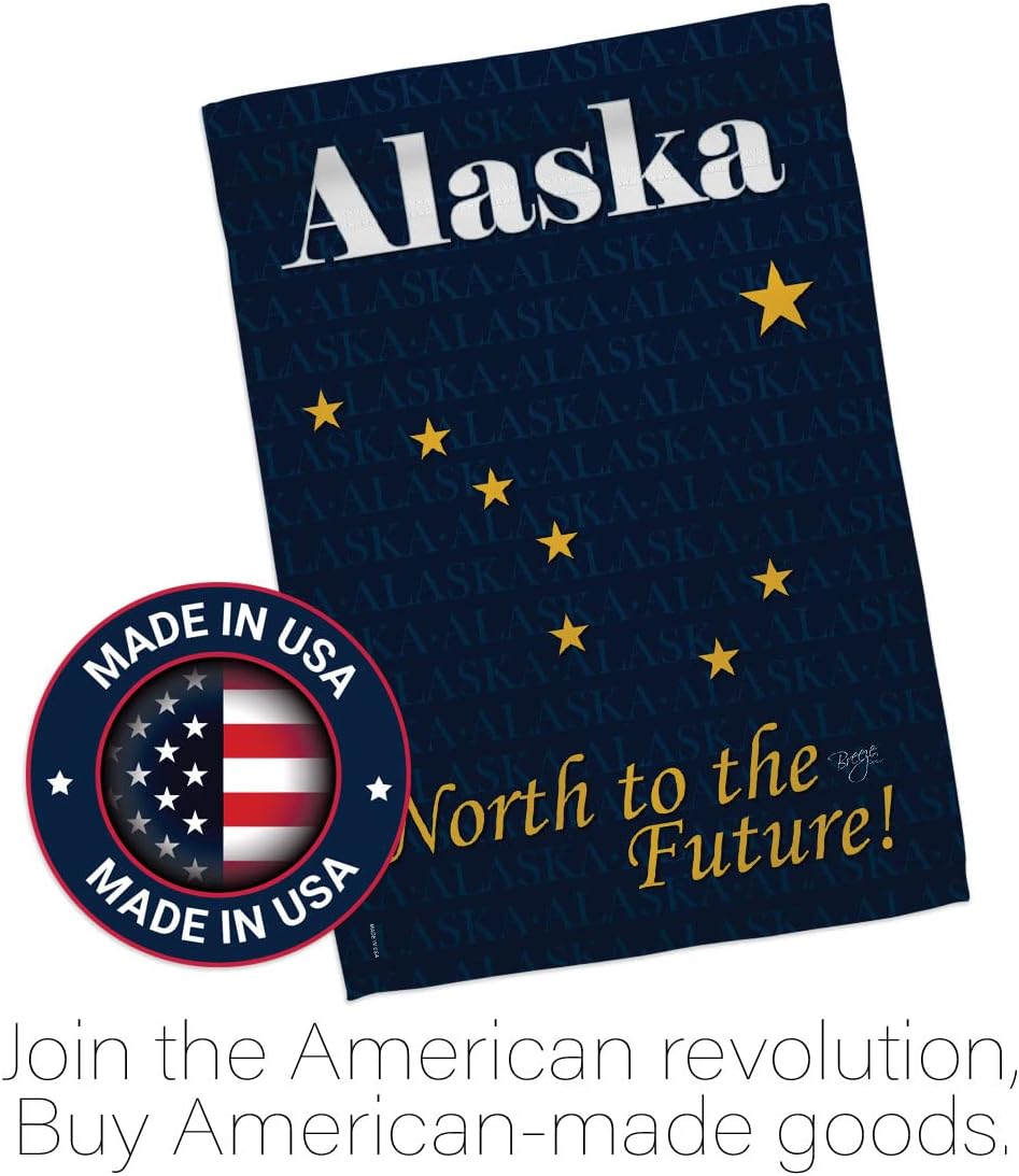 Breeze Decor Alaska Garden Flag Set with Stand Regional States American Territories Republic Country Particular Area House Decoration Banner Small Yard Gift Double-Sided, Made in USA