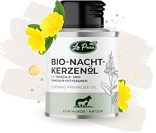 LaPura Nachtkerzenöl Bio für Hunde & Katzen - für glänzendes Fell & gesunde Haut, unterstützt das Immunsystem, 100% natürlich, kaltgepresst, mit Omega 6 & 9, Barf Öl 100 ml