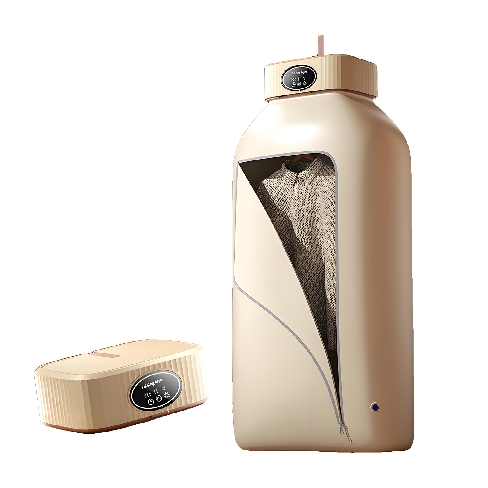 Secadora De Ropa Portátil, Pequeña Secadora Compacta para Ropa, Ropa Interior, Toallas, Ropa De Mascotas, Tendedero con Calefacción, Fácil De Usar, para Apartamento, Casa Rodante, Viaje(Beige)
