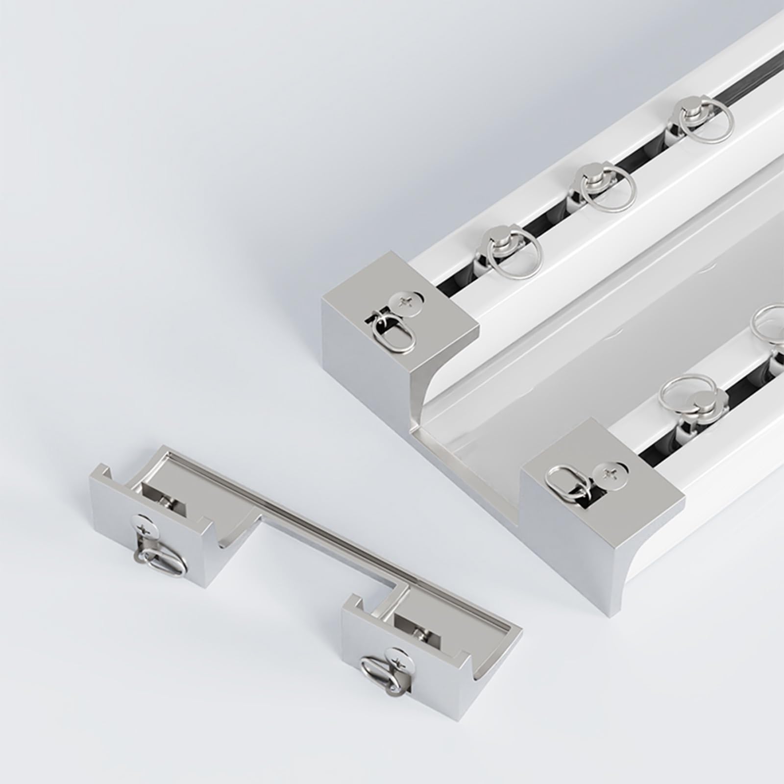 Aluminiowa podwójna zasłona do montażu sufitowego, 2,3 m, regulowana szyna do sypialni, okna, hotelu, idealna do zasłon sufitowych (zasłony i haczyki nie wchodzą w zakres dostawy)