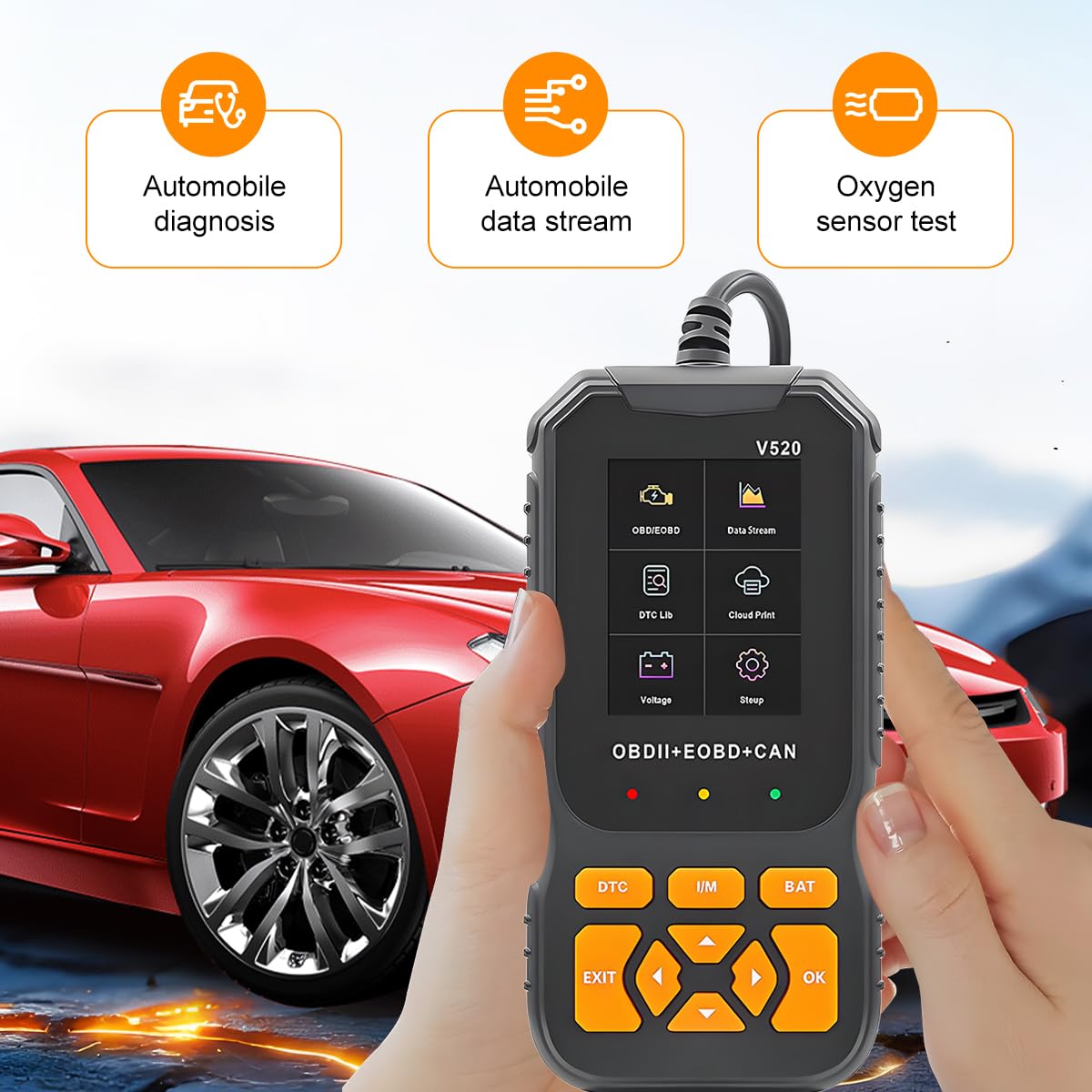 V520, scanner diagnostico OBD2, lettore di codici motore OBDII con cancellazione codice di errore, tester di guasto del motore automobilistico, universale per SUV, auto, camion