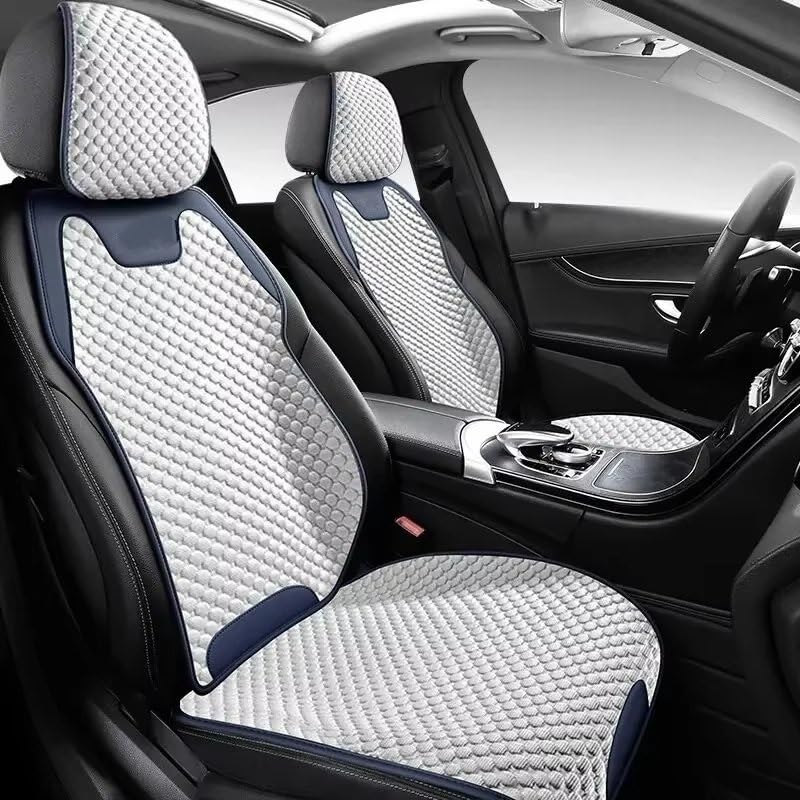 Asiento Coche Universales Cojín Seda Hielo Para Asiento Coche, Ventilación Cómoda Y Duradera, Cubierta Frontal Única Dividida Universal Las Cuatro Estaciones(1 Black Front Set)
