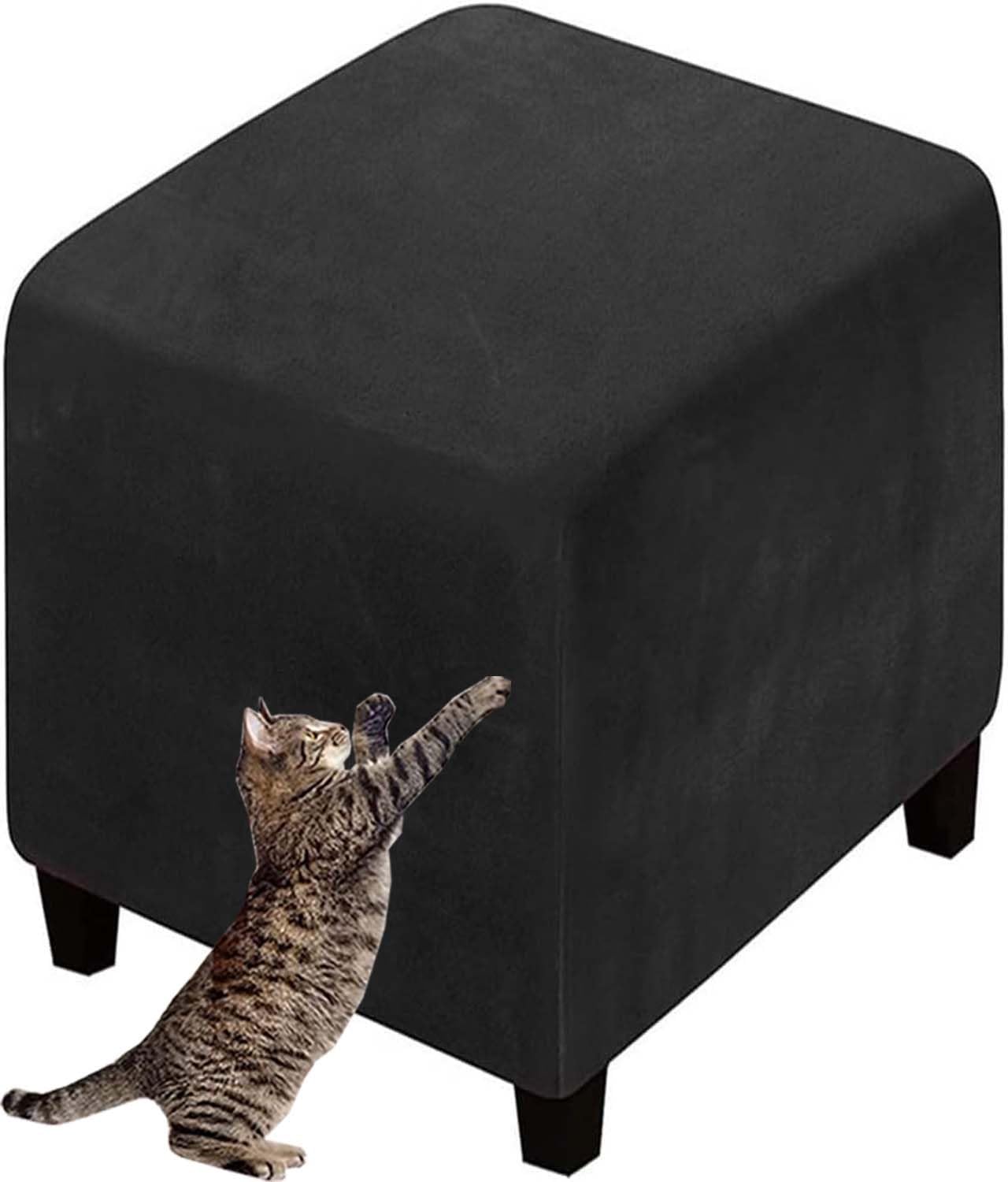 Hoowarm Footstool Cover Round/Square 40x40/45x45/50x50cm Stretch Ottoman Cover Washable Removable Ottoman Slipcover Jacquard Velvet Foot Stool Slipcovers (Color : A30, Size : 50x50cm/19.6x19.6)