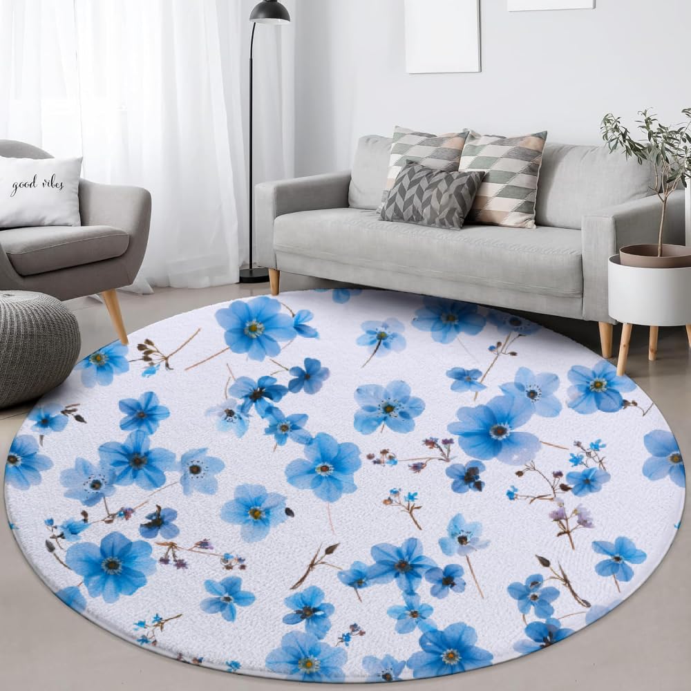 Amazon.com: Floral Round Rug 8 ft - Washable & Non-Slip Soft