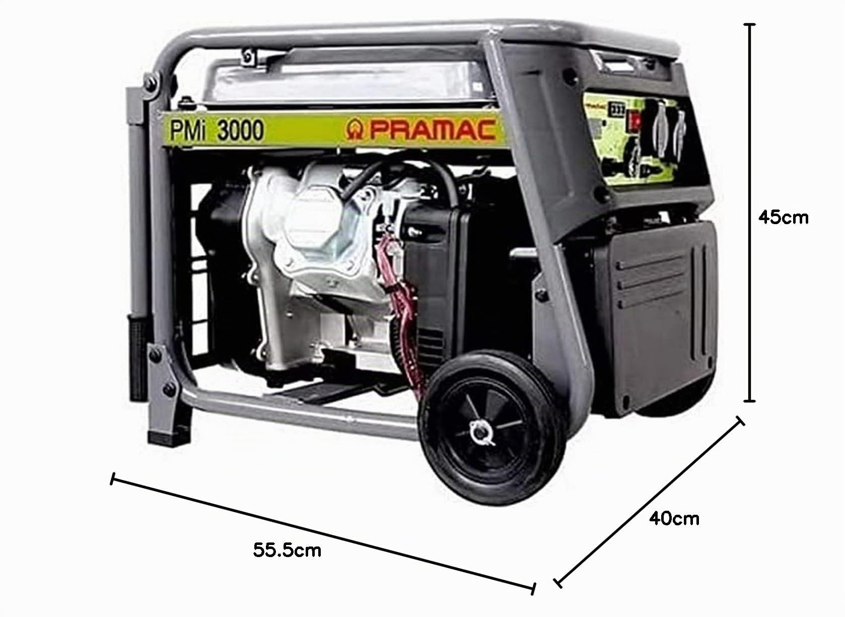 Pramac PMi 3000 Generatore di Corrente Portatile Inverter 230V Grigio con Motore Ohv | Generatore con Sistema di Avviamento a Strappo con Avvolgitore, 3000 Watt