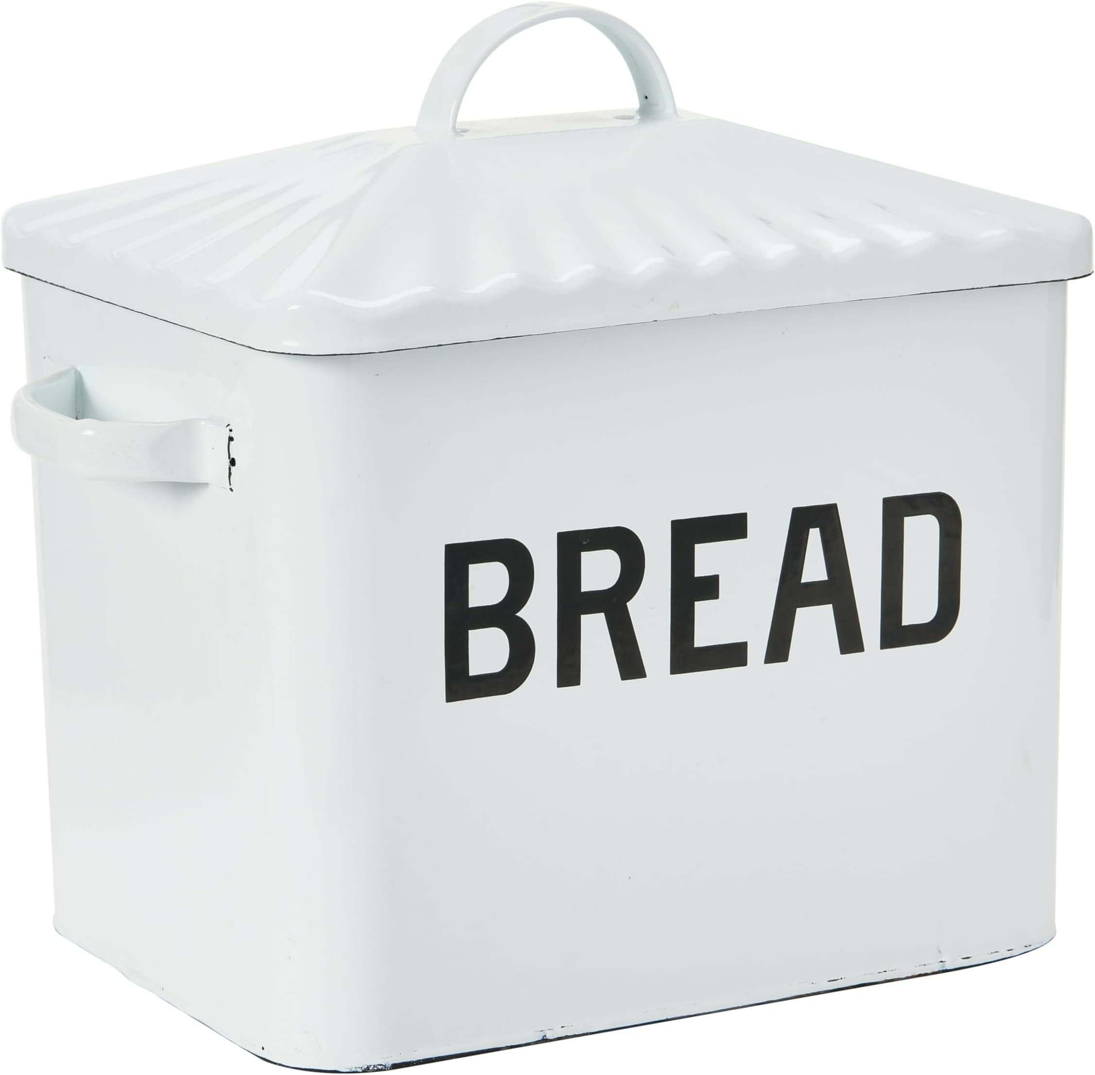 Creative Co-Op DA1987 Distressed White"BREAD" Box with Lid