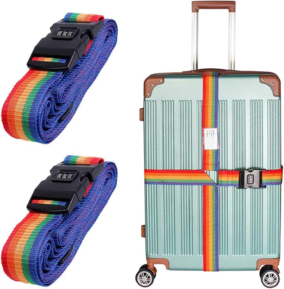 Kshavi - Luggage Straps with Combination Lock Adjustable Cross Strap for Suitcases Travel Belt with Multicolour (2)-image-24