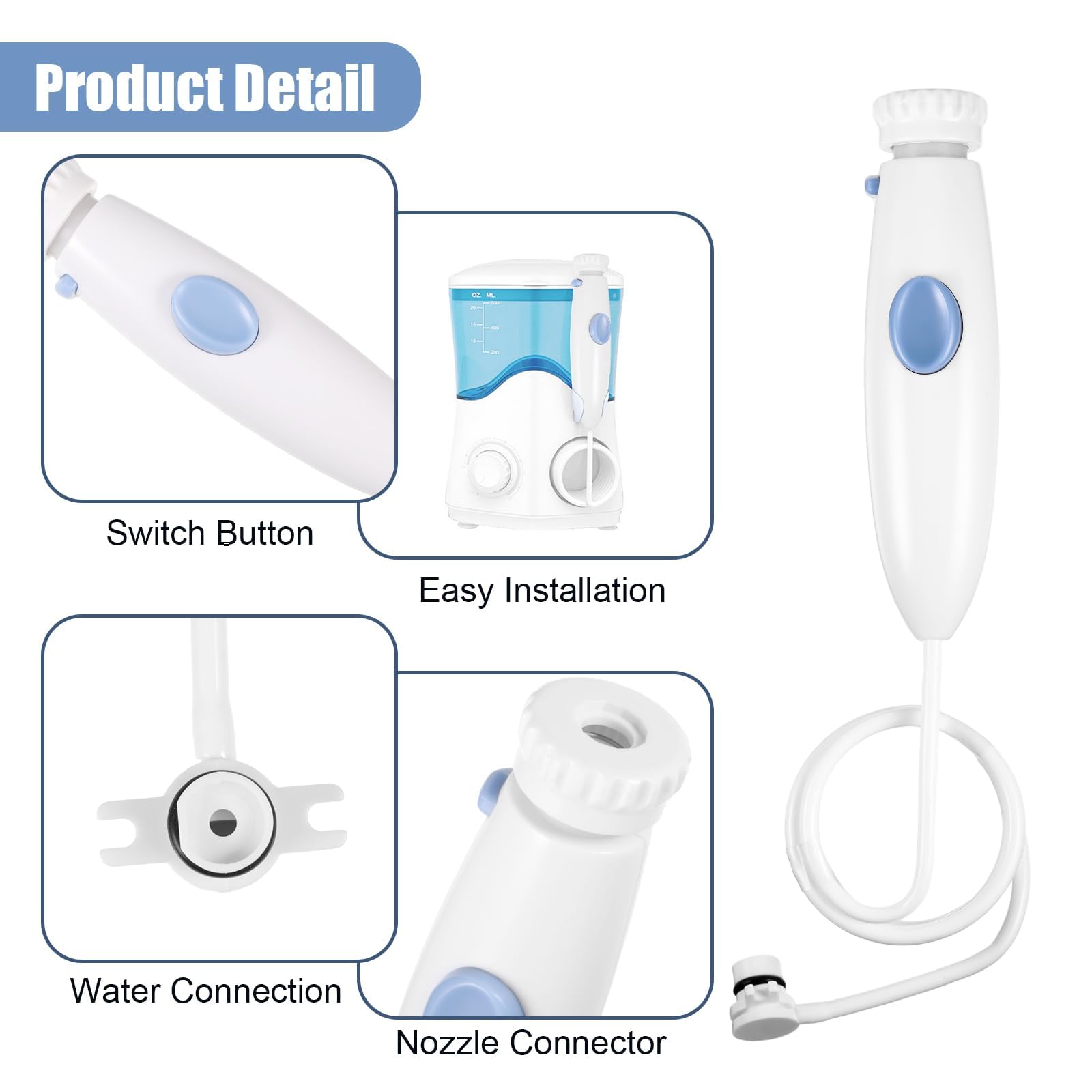 Waterpik WP-100, WP-450, WP-660, WP900 Maniglia di Plastica per Irrigatore Orale - Bocchini di Ricambio e Accessori per Igiene Orale