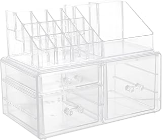 فوميز. صندوق مجوهرات ومستحضرات التجميل من الاكريليك لتنظيم مستحضرات التجميل وظلال العيون، صندوق تخزين مستحضرات التجميل من الاكريليك، علبة بلاستيكية شفافة، صينية تقديم بلاستيكية شفافة من قطعة واحدة