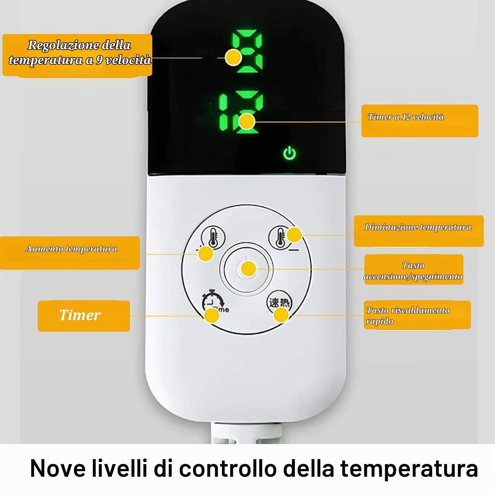 Cuscino Riscaldato Per Sedia Da Ufficio, Cuscino Del Sedile Riscaldato Con 9 Temperature Regolabili E 4 Tempi, Riscaldamento Del Sedile, Rimovibile E Lavabile(Gray)