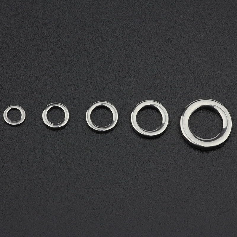 100 piezas anillos sólidos de acero inoxidable para pesca miniatura 6