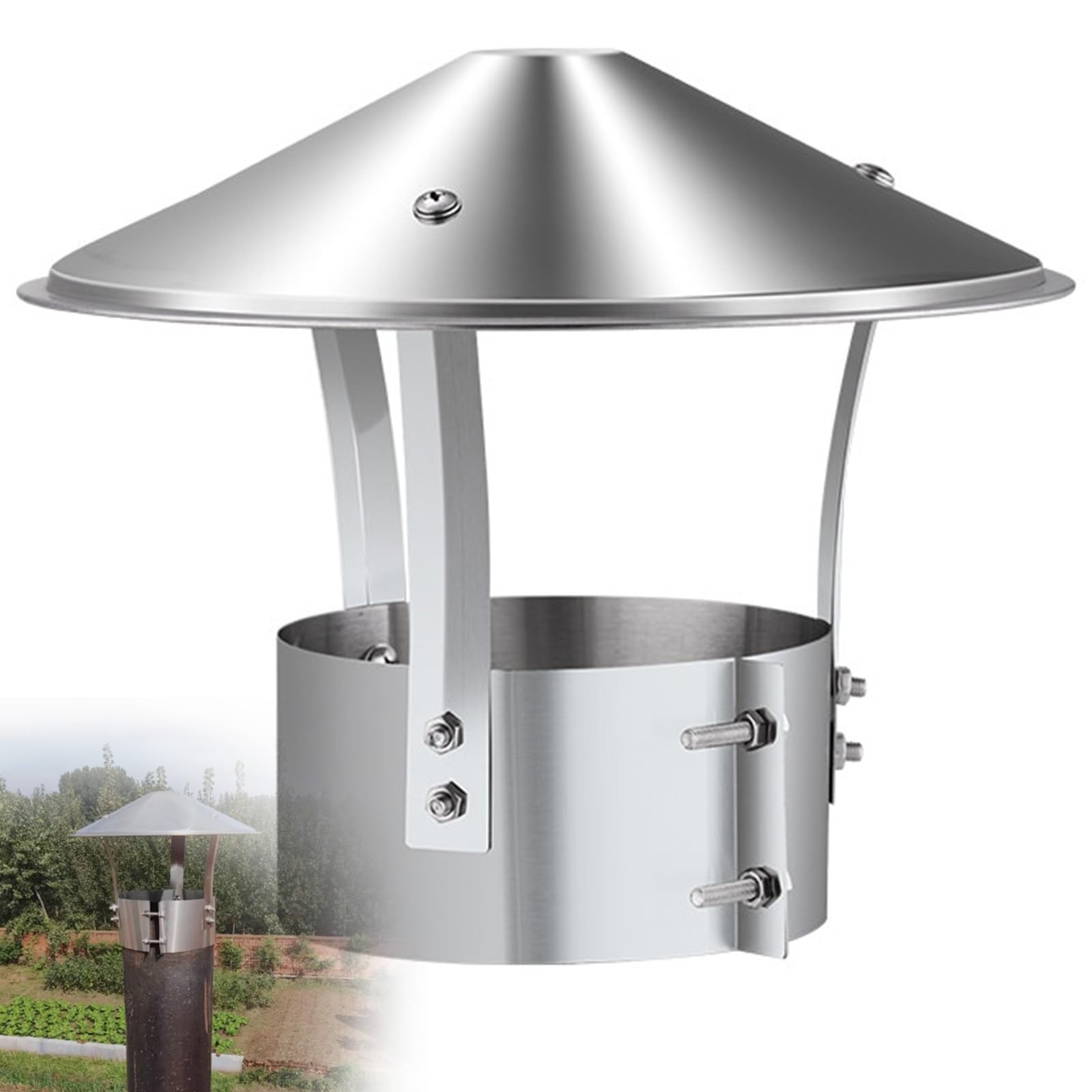 AYUWQZX Stainless Steel Adjustable Cone Chimney Cap Fits 3-12.4 In Round Flues(230mm/9.1in)