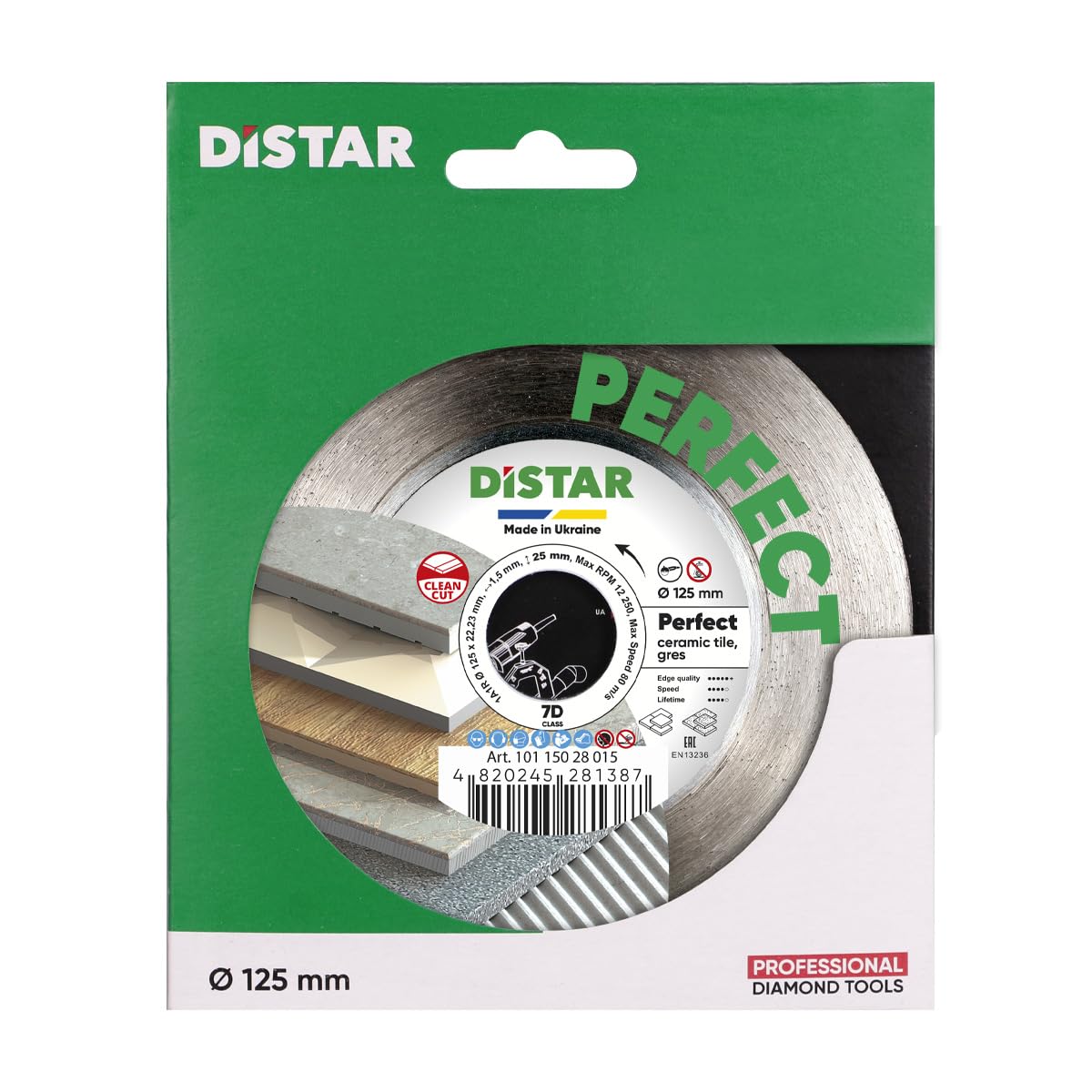 Distar Disco da taglio diamantato 1A1R 125mm per piastrelle in ceramica e gres perfetto
