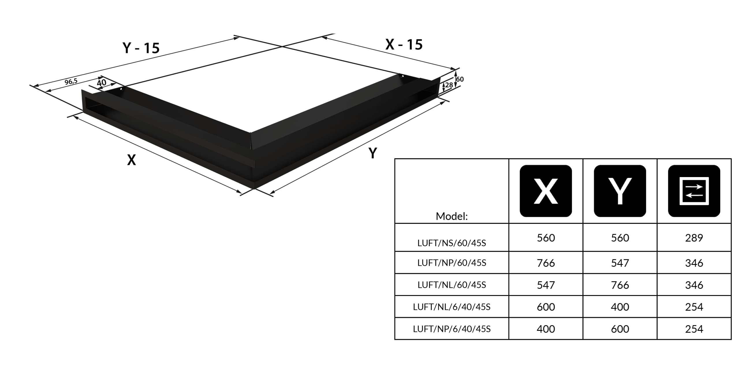 KRATKI Lüftungsgitter 80x40 Cm – Linkes Eckgitter, Verdeckter Lufteinlass 45°, Pulverbeschichtet, Graphit