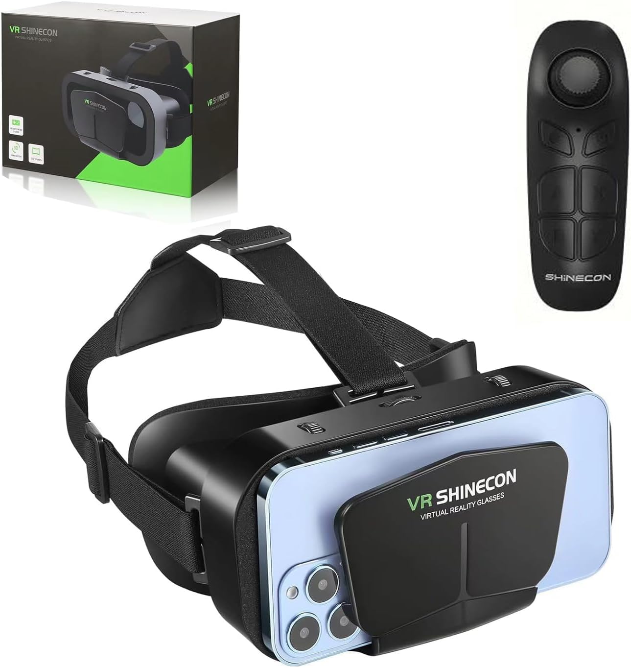 VR Headset with Controller for iPhone & Android – 3D Virtual Reality Glasses for 4.7″–6.5″ Phones, Adjustable Goggles for Movies, Games, Gift-Ready VR Headset with Controller for iPhone & Android – 3D Virtual Reality Glasses for 4.7″–6.5″ Phones, Adjustable Goggles for Movies, Games, Gift-Ready
