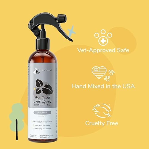 Miniatura 3 de kin+kind Spray para perros (12 onzas líquidas), fórmula desodorizante de pachulí con aroma de colonia para perros de larga duración con aloe vera,