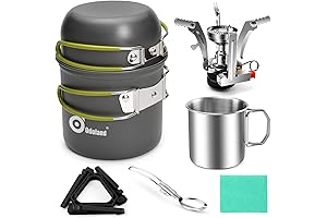 8pcs Backpacking Cooking Set with Camping Stove