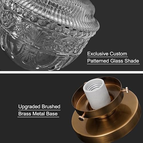 Miniatura 6 de DSMJFU - Lámpara de techo semiempotrada de latón, pequeña lámpara de pasillo, lámpara vintage cerca de techo para baño, entrada, vestíbulo, armario