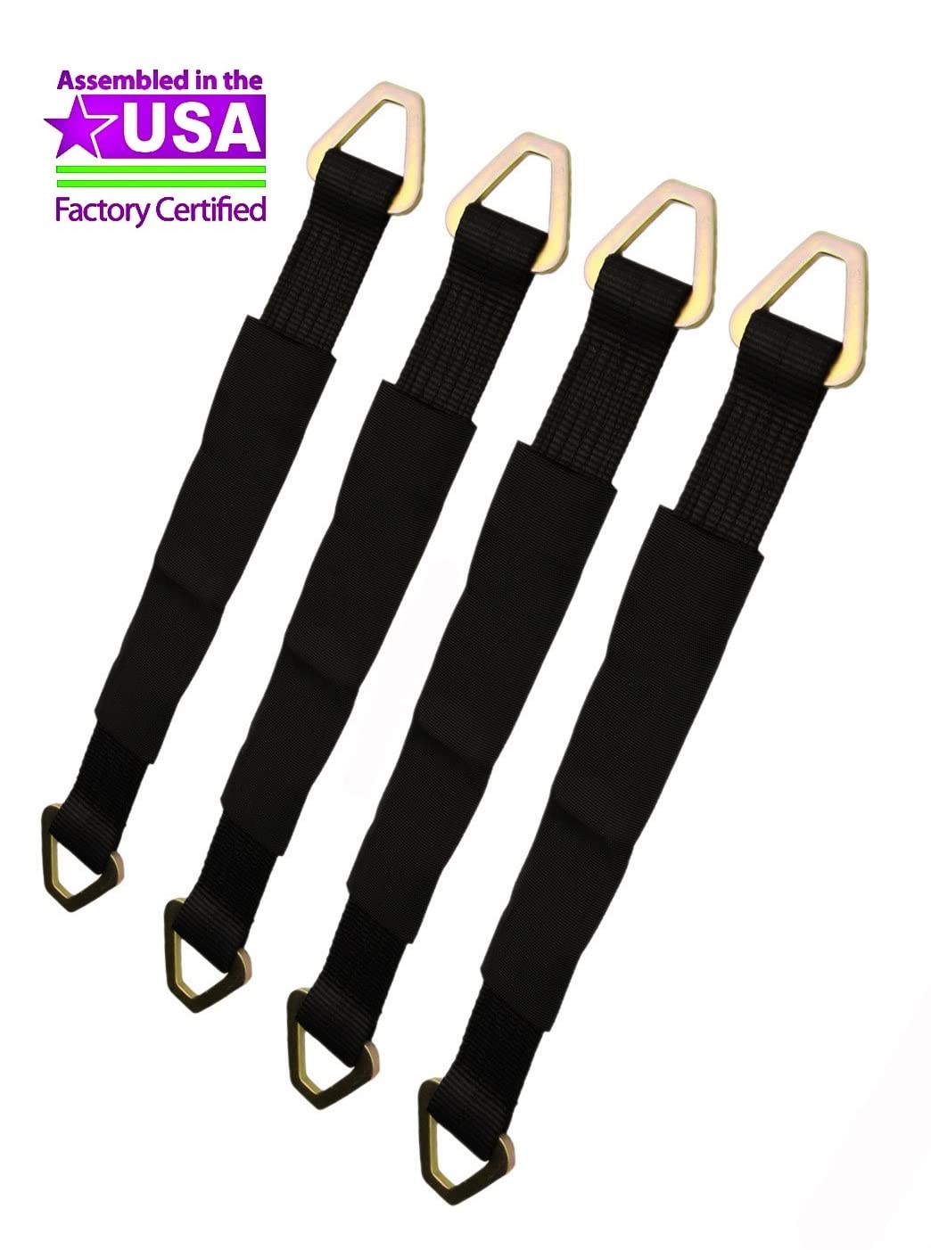 Heavy Duty Off-Road Axle Straps w/D Ring - Car Auto Hauler Tow Truck 4x4 Tie Down ATV UTV (Black, 36 Inch)