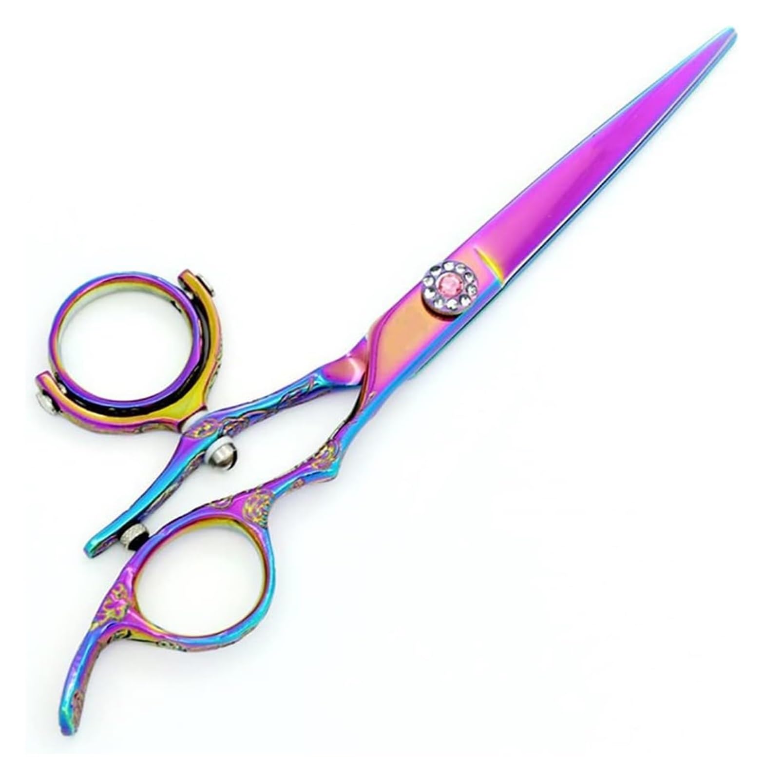 Forbici da taglio for capelli girevoli for pollice arcobaleno - Forbici da barbiere professionali da 6 pollici con rotazione di 360 gradi for salone e uso domestico