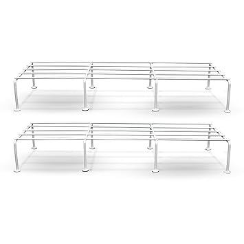 BonKaso Premium Rectangular Anti-Rust Metal Plant Stand Set (Pack of 2) - Stylish White Stands for Indoor, Outdoor, and Balcony Use - image, photos