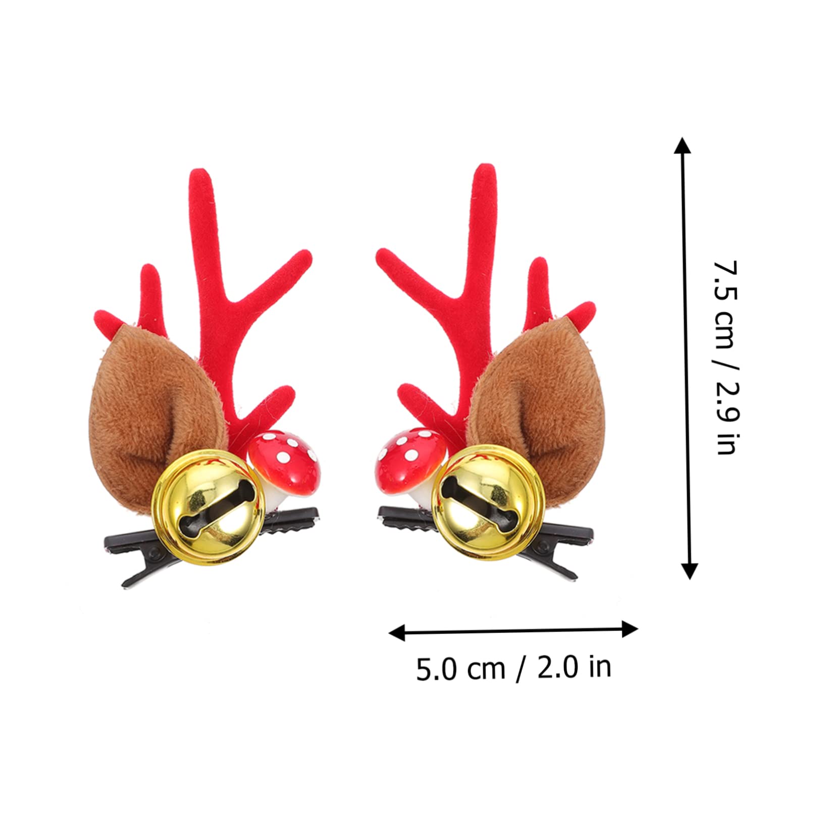 FRCOLOR 2 works Reindeer Antlers Hair Clips Christmas Headband Deer Ears Hairpins Xmas Girls Cute Headpiece Hair Accessories for Girls Women - Image 3