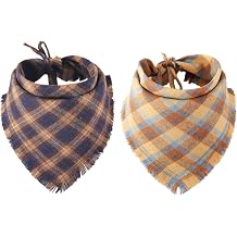 Fall Dog Bandana Autumn Thanksgiving Plaid Reversible Triangle Bibs Scarf