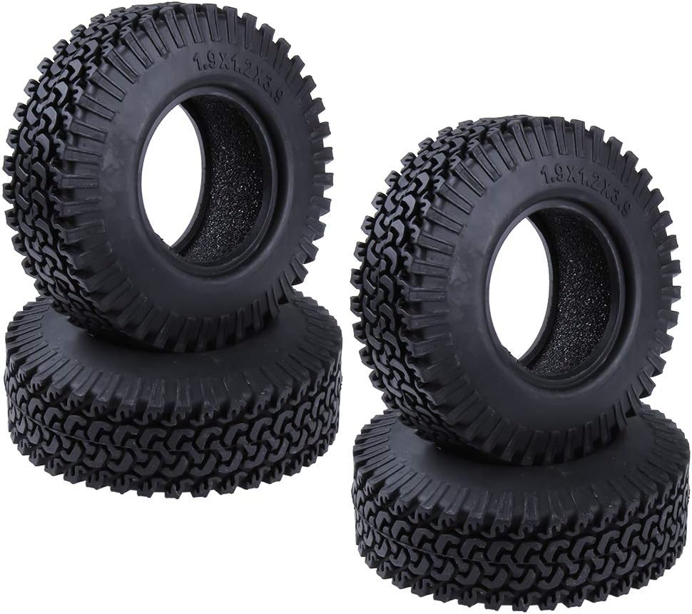 HobbyPark Rubber 98mm 1.9" Tires for 1/10 RC Rock Crawler Axial SCX10 Tamiya CC01 RC4WD D90 Redcat Replacement Parts (4-Pack)