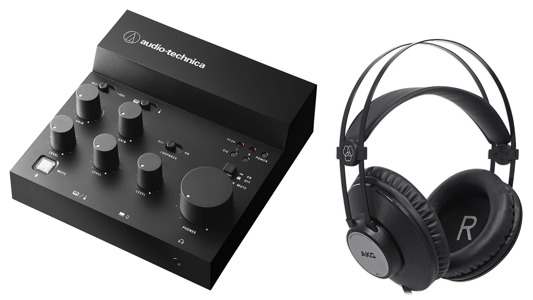 Audiosavings Bundle: AT-UMX3 USB Audio Mixer - Plug-and-Play, Live Streaming Ready Bundle with K72 Closed-back Stereo Studio Recording Headphones w/ 40MM Drivers (2 Items)