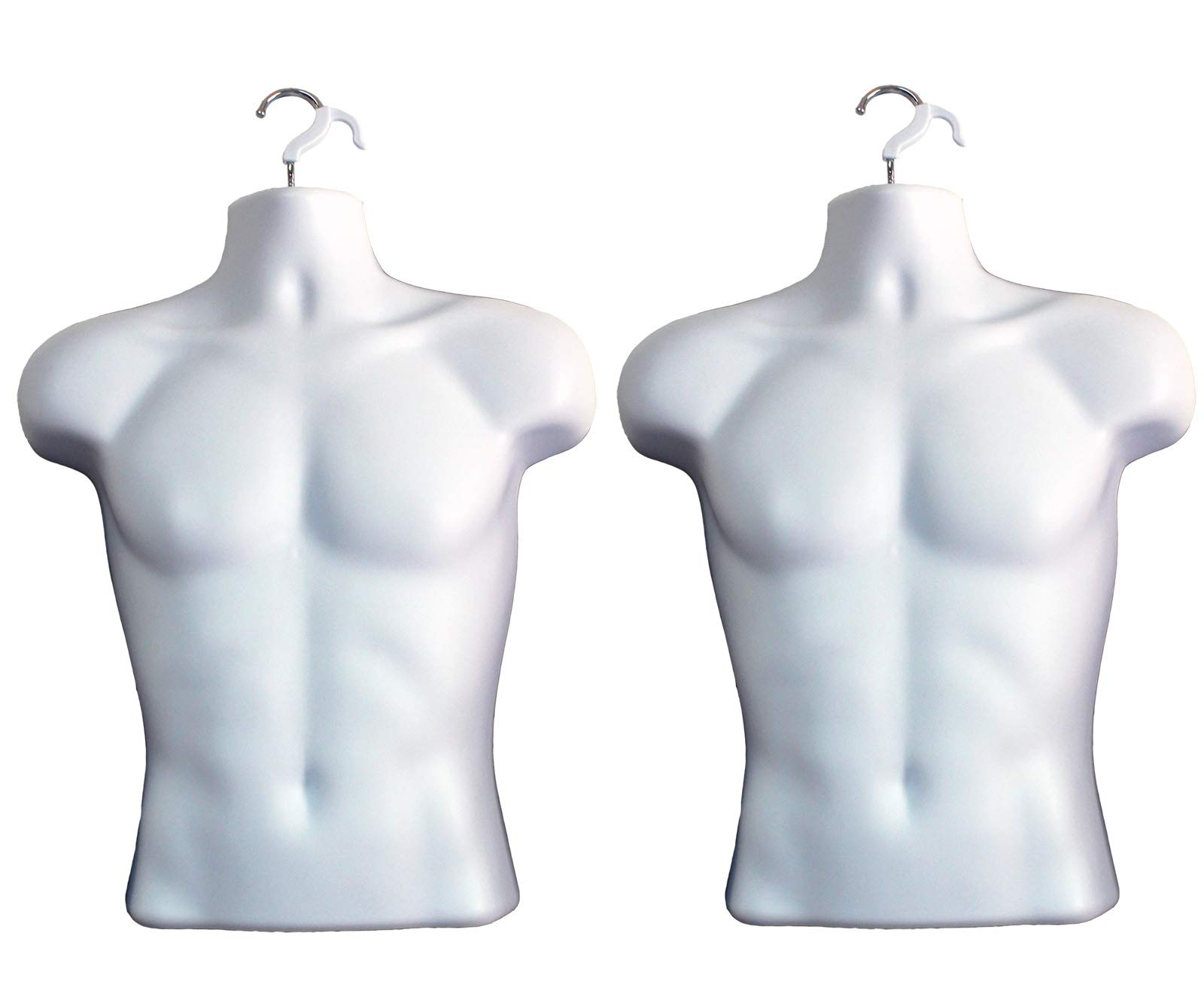 Maniquí masculino blanco de medio cuerpo con gancho tallas SM pack de 2 unidades para ropa de hombre