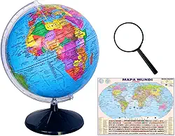 Globo Terrestre Político -30 Cm Diâmetro + Acompanha Mapa Mundi