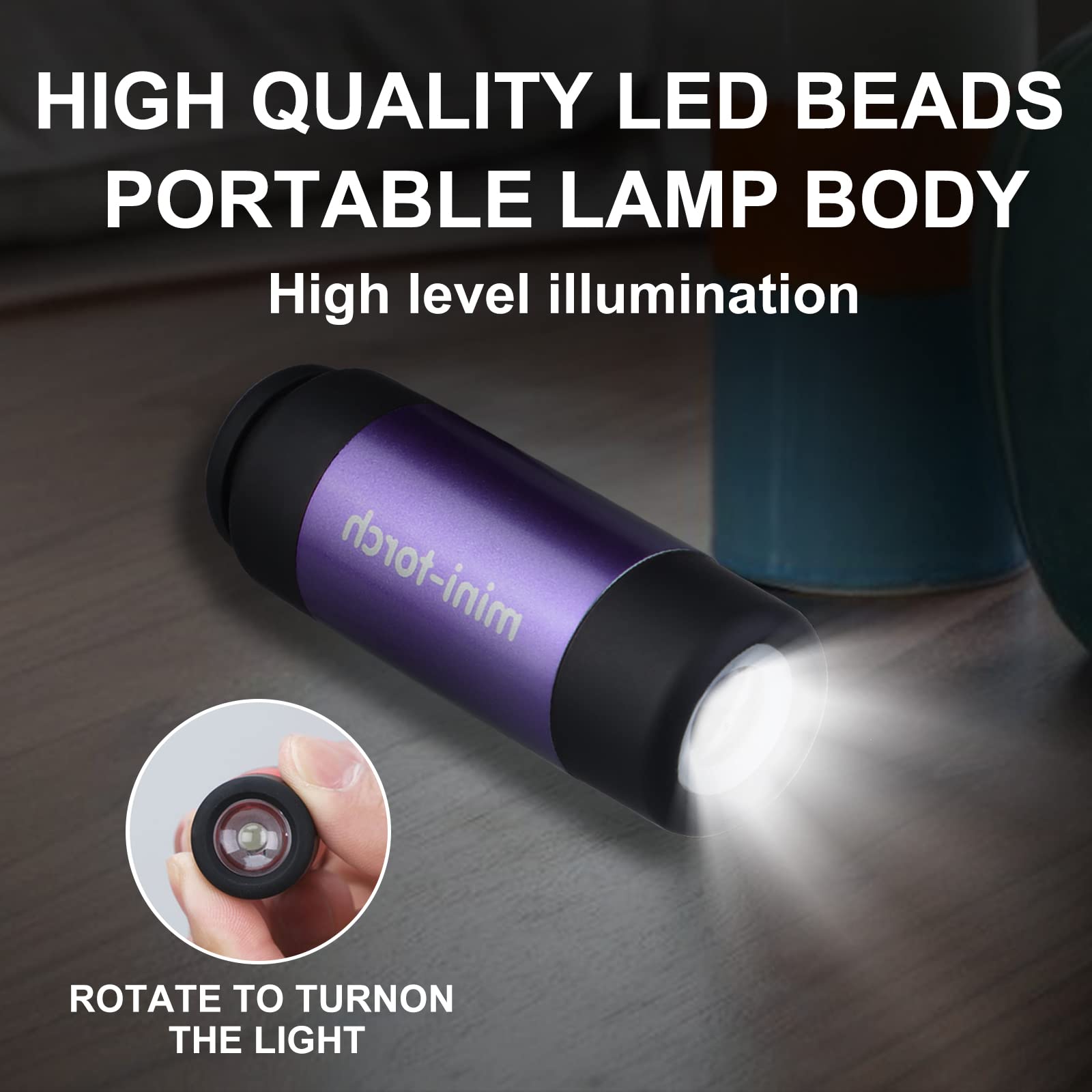 Lot De 6 Mini Lampes De Poche LED Rechargeables - IPX8 étanche, Avec Porte-clés - Pour Camping, Urgence, Enfants