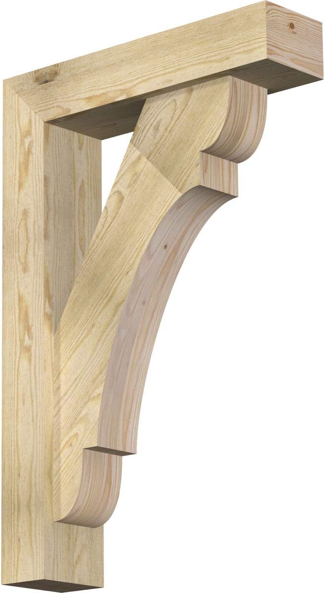 Ekena Millwork BKT0402X20X32OLY05RDF Olympic Block Bracket w/Offset Brace, Douglas Fir