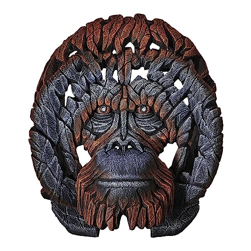 Enesco Edge Sculpture Orangutan Head Bust Animal Figurine, 16.15 Inch, Orange