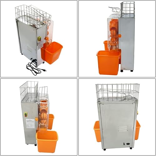 Miniatura 6 de INTBUYING Extractor de jugo de naranja de 110 V, máquina exprimidora de cítricos eléctrica comercial con caja de filtro, extractor de jugo de limón